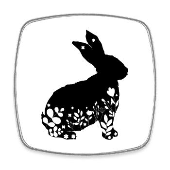 Floral Rabbit , Floral Animal, Spring Rabbit - Square fridge magnet - white - Front