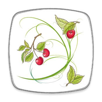 Kirschen,Obst - Viereckiger Kühlschrankmagnet - Weiß - Vorne