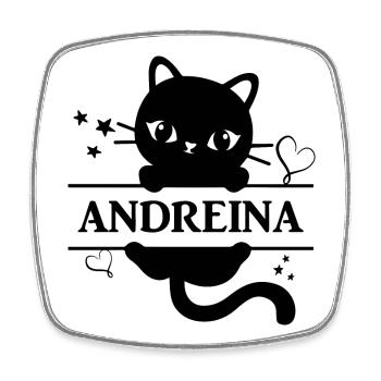 t-shirt Andreina t-shirt chat chat Katze chat - Magnet carré - blanc - Devant