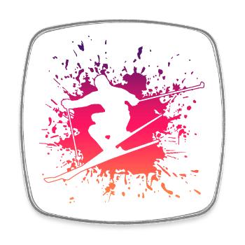 Skiing Splash ski skiing - Viereckiger Kühlschrankmagnet - Weiß - Vorne