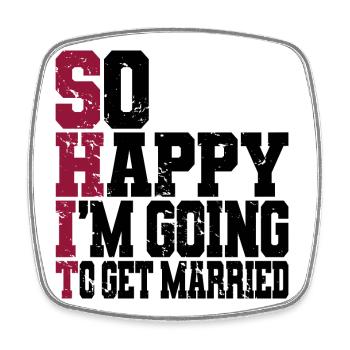 Funny Bachelor Party Engagement Wedding Married - Square fridge magnet - white - Front