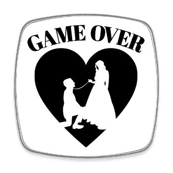 Game Over Funny Bachelor Party Mariage - Magnet carré - blanc - Devant