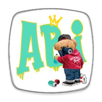 Graffiti Bär Street Hip Kunst Abitur Abi - Viereckiger Kühlschrankmagnet - Weiß - Vorne