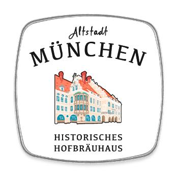 Munich, Hofbräuhaus historique, Bavière - Magnet carré - blanc - Devant