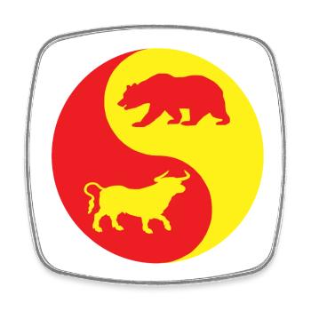Yin Yang Bull and Red and Yellow Bear - Square fridge magnet - white - Front