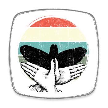 Retro-Sonnenuntergangsvogel-Silhouette - Viereckiger Kühlschrankmagnet - Weiß - Vorne