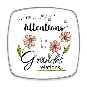 Les petites attentions font les grandes relations - Magnet carré - blanc - Devant
