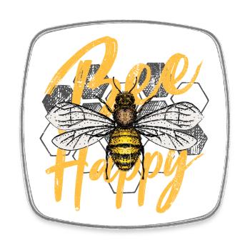 Bee Happy Illustration - Square fridge magnet - white - Front
