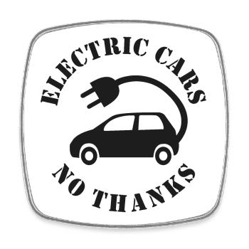 Electric Cars No Thanks - Square fridge magnet - white - Front