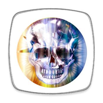 extravagant skull in colorful shimmering color - Square fridge magnet - white - Front