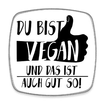 Daumen hoch Vegan Gut so SabineVegan HerzAufShirt - Viereckiger Kühlschrankmagnet - Weiß - Vorne
