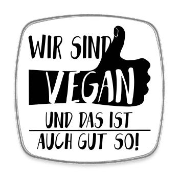 Vegan Gut so Daumen hoch SabineVegan HerzAufShirt - Viereckiger Kühlschrankmagnet - Weiß - Vorne