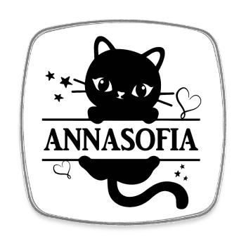 t-shirt Annasofia t-shirt cat gift idea cat - Square fridge magnet - white - Front