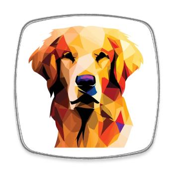 Golden Retriever Hund Polygon - Viereckiger Kühlschrankmagnet - Weiß - Vorne