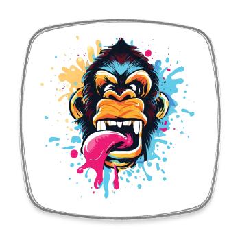 Angry Monkey Splash Urban Street - Magnet carré - blanc - Devant