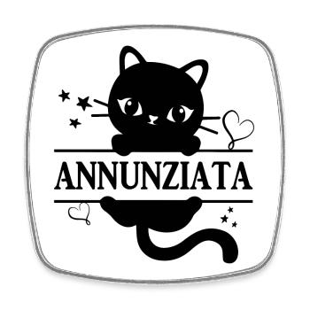 t-shirt Annunziata t-shirt chat cadeau idée chat chat - Magnet carré - blanc - Devant