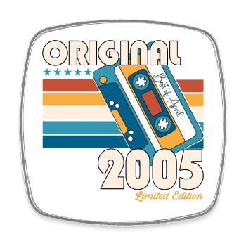 18ème anniversaire homme avril vintage 2005 cassette - Magnet carré - blanc - Devant