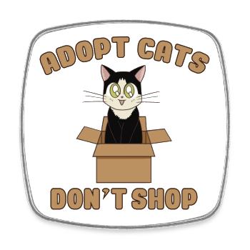 Chat mignon noir et blanc - Magnet carré - blanc - Devant
