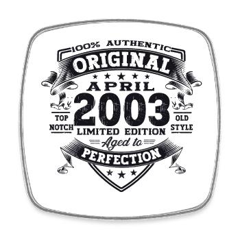 20. Geburtstag Mann April Jahrgang 2003 Original - Viereckiger Kühlschrankmagnet - Weiß - Vorne