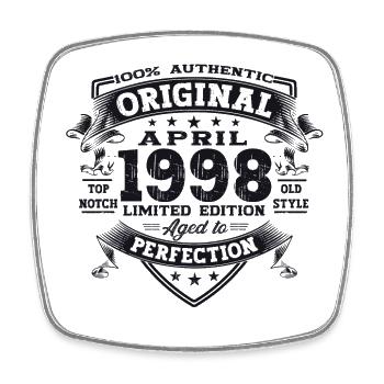 25. Geburtstag Mann April Jahrgang 1998 Original - Viereckiger Kühlschrankmagnet - Weiß - Vorne