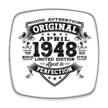 75. Geburtstag Mann April Jahrgang 1948 Original - Viereckiger Kühlschrankmagnet - Weiß - Vorne