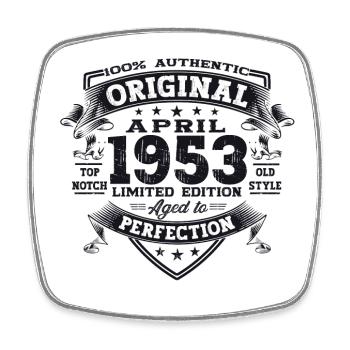 70e anniversaire homme April Né en 1953 Original - Magnet carré - blanc - Devant