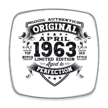 60. Geburtstag Mann April Jahrgang 1963 Original - Viereckiger Kühlschrankmagnet - Weiß - Vorne