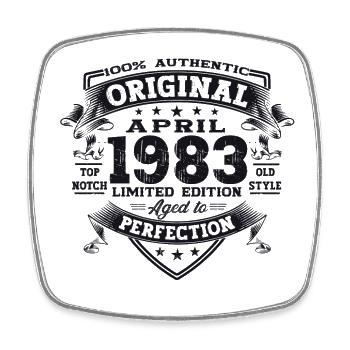 40th birthday man April Born 1983 Original - Square fridge magnet - white - Front