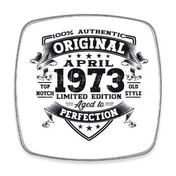 50e anniversaire homme April Né en 1973 Original - Magnet carré - blanc - Devant