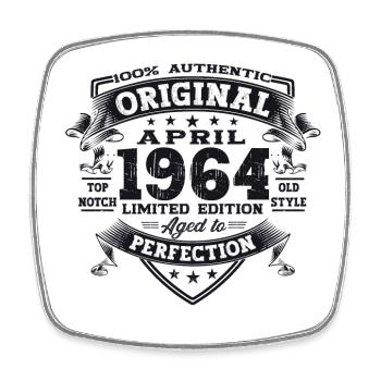 59e anniversaire homme April Né 1964 Original - Magnet carré - blanc - Devant