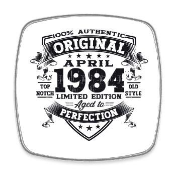 39. Geburtstag Mann April Jahrgang 1984 Original - Viereckiger Kühlschrankmagnet - Weiß - Vorne