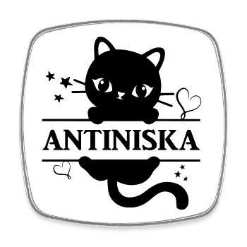 T-Shirt Antiniska T-Shirt Katze Geschenkidee Katze - Viereckiger Kühlschrankmagnet - Weiß - Vorne