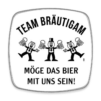 Team Bräutigam (Karikatur / Bier Mit Uns / 1C) - Viereckiger Kühlschrankmagnet - Weiß - Vorne