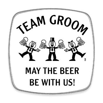 Team Groom (Caricature / Bière avec nous / 1C) - Magnet carré - blanc - Devant