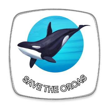 Orca Schutz - Save the Orcas - Viereckiger Kühlschrankmagnet - Weiß - Vorne