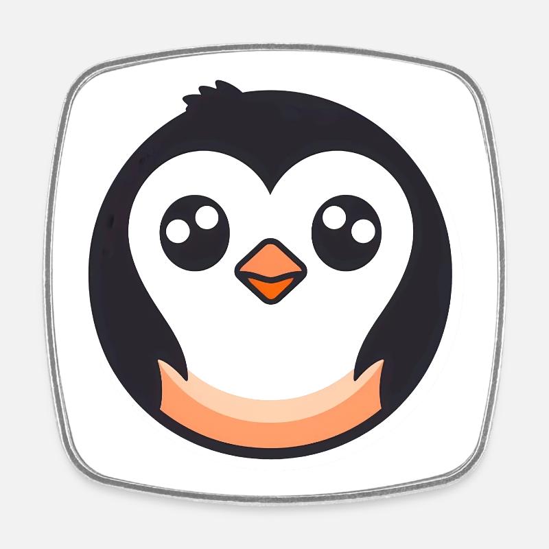 Cute logo penguin - Square fridge magnet - white