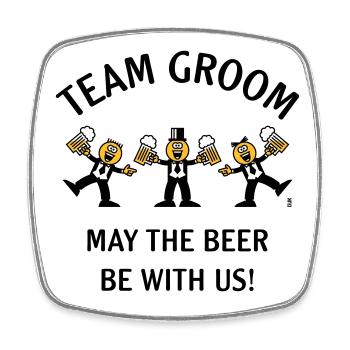 Team Groom (Caricature / Beer With Us / 3C / B) - Square fridge magnet - white - Front