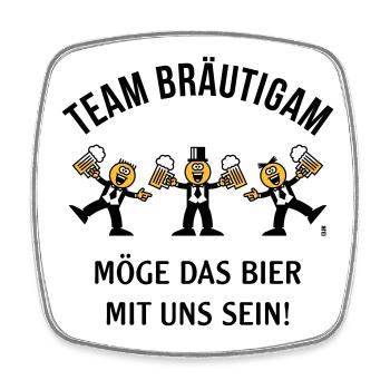 Team Bräutigam (Karikatur / Bier Mit Uns / 3C / B) - Viereckiger Kühlschrankmagnet - Weiß - Vorne