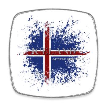 Flagge von Island Grunge, Isländischer Stolz - Viereckiger Kühlschrankmagnet - Weiß - Vorne