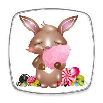 cute bunny with cotton candy & candy - Square fridge magnet - white - Front