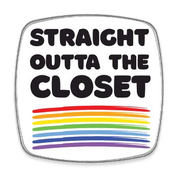 Pride Month - Straight Outta The Closet - Square fridge magnet - white - Front