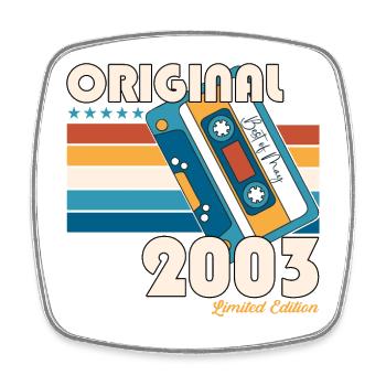 20 Birthday Man Woman Cassette May Vintage 2003 - Magnet carré - blanc - Devant