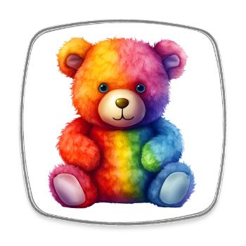 Rainbow Plush Bear Hug - Square fridge magnet - white - Front