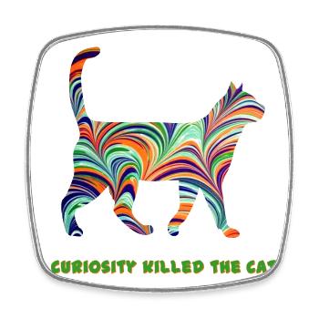 Cat with saying E 7 - Square fridge magnet - white - Front