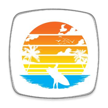 Surfer Sunset and Palm Trees - Square fridge magnet - white - Front