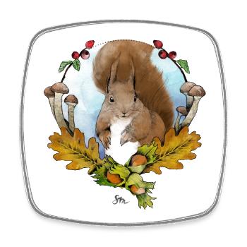 Eichhörnchen im Herbst - Viereckiger Kühlschrankmagnet - Weiß - Vorne