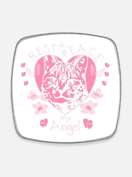 Cat Angel - Square fridge magnet - white