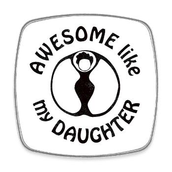 Awesome like my daughter woman silhouette in a circle - Square fridge magnet - white - Front