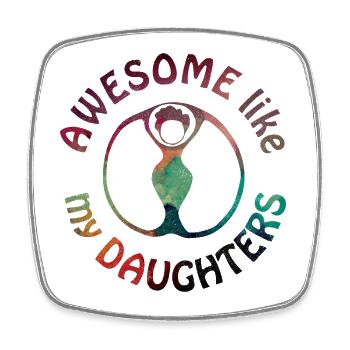 Awesome like my daughters Women's Silhouette Circle - Square fridge magnet - white - Front