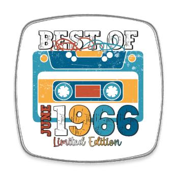 57 Birthday Man Cassette June Year 1966 - Square fridge magnet - white - Front